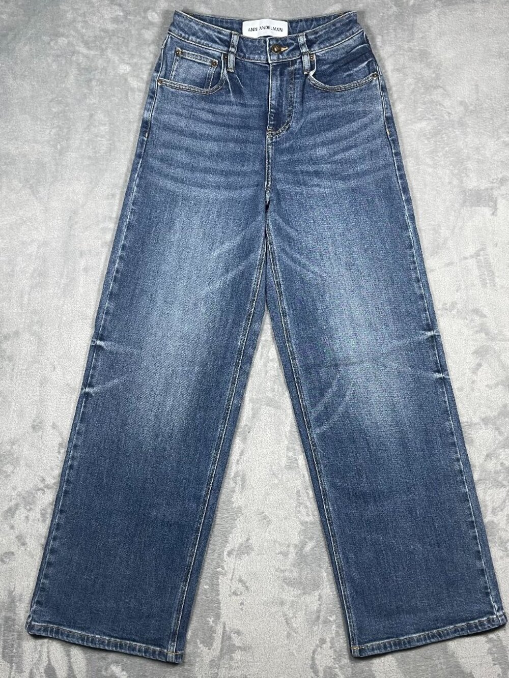 Ann Andelman Wide Leg Jeans Women’s XS High Rise Blue Stretch Denim 25x30